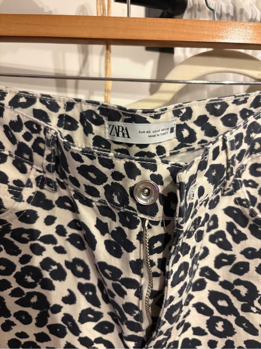 Zara Black and White Leopard Print Pants - Picture 2 of 3
